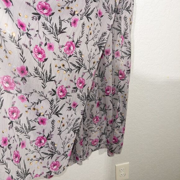 Torrid Gray‎ Flower Sprig Lurex Duster Kimono Size 1/2 - Picture 7 of 10